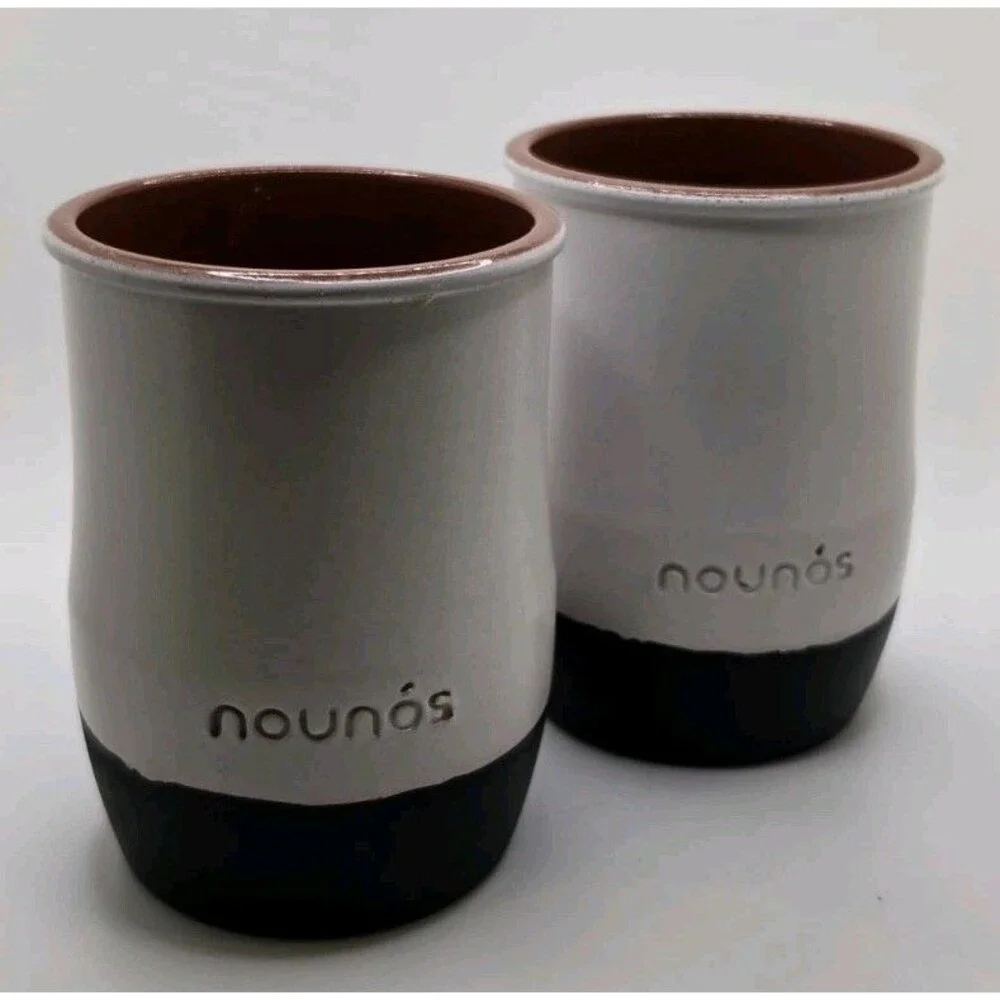 Lot of 2 Nounos Yogurt Cermer Terracotta Pots Oven Microwave Safe Ceramic Crocks